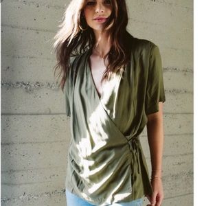 Novella royale moss green wrap top shirt